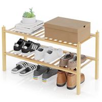 SOPEWOD 2 Tier Shoe Rack Organizer Modern Shoe Cabinet Shoe Rack Design Wooden