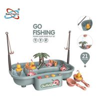 Battery Operated Plastic Fishing Toys Spinning Fishing Set with Music and Lights Plastic