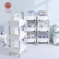 Multi-function storage rack for baby products in bulk, dustproof, combination set with wheels