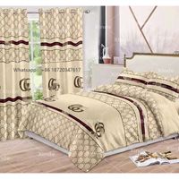 Custom 6 pcs designer bedding set with matching curtains King Size Stock Sheet Set for Bedroom Low MOQ