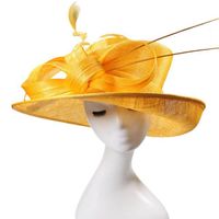 Fashion women's sun hat church wedding hat sinamay wide brim straw kentucky derby