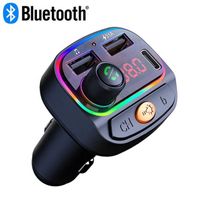 Hot selling colorful lights car bluetooth FM transmitter 3.1A USB car charger multifunctional car mp3 player with USB c