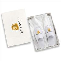 Embroidered Logo 100% Cotton Terry Bathrobe Shawl Collar Hotel Spa Bathrobe and Slippers Set Gift Boxed