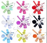 2023 Factoroy 10-Piece Solid Color Alarm Pom Pom Wristband Holder Women's Self-Defense Keychain Set