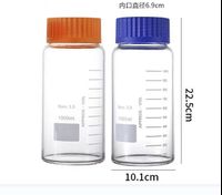 1000ml laboratory round glass bottle with large blue threaded cap 1 liter glass medium storage reagent bottle
