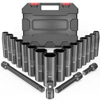 E6666 20-Pack 1/2" Drive Metric Deep Cr-V Impact Wrench Torque Socket Set