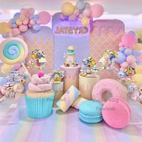 Pastel Candy Paradise Birthday Decoration/Light Color Pastel Donut Macaron Ornament Props/Large Outdoor Lollipop Decoration