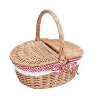Oval Handmade Durable Wicker Picnic Storage Basket Wicker Basket with Removable Washable Liner for Kids Camping