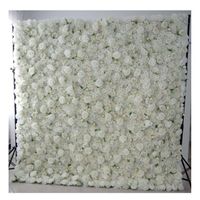 8ft x 8ft 3D Rayon Flower Wall Panel White Rose Hydrangea Fabric Roller Blinds Flower Wall Background