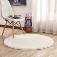 Long hair non-slip carpet living room round fluffy carpet round solid color plush floor mat plush soft carpet