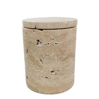 Modern design natural stone marble storage jar table decoration candle holder travertine candle jar suitable for home and hotel decoration