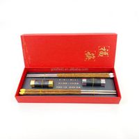 Customized 2022 wedding eco-friendly tableware set stainless steel with chicken wing wood chopsticks 4-piece tableware set gift box