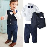 Children Boys Clothes Set 4 Piece Suit Jacket Shirt Vest Bow Set Clothing Wedding Party Clothing Birthday Clothing Boys Blazer