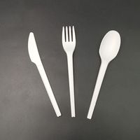 Custom wholesale environmentally friendly disposable tableware PLA plastic forks, knives and spoons food grade plastic tableware