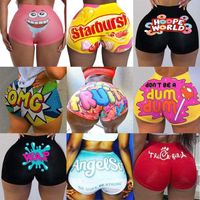 2022 Private Brand Logo Snacks Fitness Shorts Casual High Waist Wholesale Customized Candy Plus Size Booty Shorts for Women