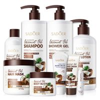 OEM SADOER Private Brand Wholesale Coconut Shower Gel Shampoo Cleansing Skin Care Moisturizing Whitening Shower Set