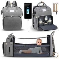 Multifunctional Folding Waterproof Maternity Handbag Baby Stroller Baby Diaper Bag Bed Backpack Diaper Bag with Cradle Mom