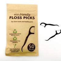 Biodegradable handle black/white corn PLA floss pick dental floss pick toothpick