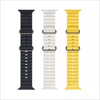 Wholesale Price Ocean Series Liquid Silicone Watch Band for Apple Watch SE 87654 42mm 41mm 40mm Smart Sports Rubber Band