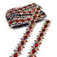 2024 Trinidad Carnival Samba Costume Decoration Red Diamond Iron Rhinestone Trim