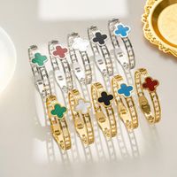 Luxury Jewelry 18K Stainless Steel Four Leaf Clover Shell Bracelet For Women