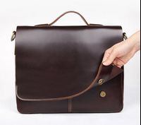 OEM ODM custom logo high quality casual men's genuine leather office laptop briefcase bag