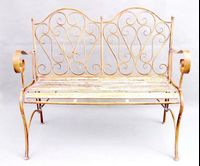 Rusty Metal Patio Antique Wrought Iron Bench