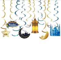 China Cheap Mubarak Festival Decorations Hanging Banner Moon Stars Swirl Hanging Decorations Ramadan Islamic Party Decoration