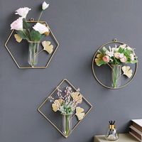 New wall-mounted transparent glass vase without punching transparent hydroponic vase home wall decoration ornaments gifts