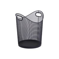 High quality wire mesh trash can office paper basket with handle black round collection mesh metal trash can trash can