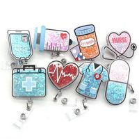 Small MOQ Wholesale Customized Nurse CNA RN BSN RT LPN Badge Scroll Frosted Life Badge Ree Accessories