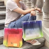 Luxury Waterproof Design Logo Print Foldable Plastic Reusable Promotional Shopping Clear PVC Customized Clear Tote Bag