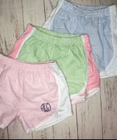Girls Monogram Running Shorts Fully Lined Baby and Toddler Athletic Shorts Seersucker Shorts