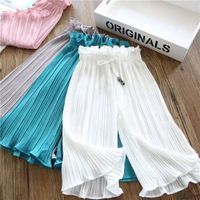 Girls' summer wide-leg pants, thin chiffon pants, children's loose pleated fashionable baby pants