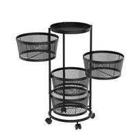 Multi-layer metal 360-degree rotating kitchen large tray vegetable basket kitchen trolley storage trolley