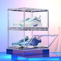 Custom Logo Box Shoe Sneaker Display Crate Shoe Container Storage Box Acrylic Clear Front Drop Shoe Box Plastic Shoe Box