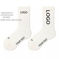 Custom Logo Solid Color Socks Wholesale High Quality Custom Design Logo Socks Women's Colorful Crew Socks