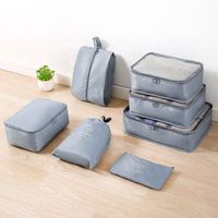 Travel compressed packaging cube lightweight suitcase clothes and shoes storage bag mesh travel bag 7-piece set
