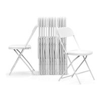 White & White Light Weight Folding Dining Chairs With Seat Commercial Outdoor Portable