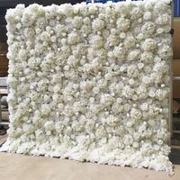 P01 Customized flower wall 5D 3D white roll fabric flower wall wedding decoration rayon rose panel background flower wall
