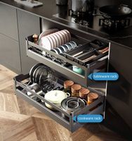 Goldmine kitchen cabinet accessories 2-piece cutlery basket pull-out cabinet storage tray pots and basins organizer shelf