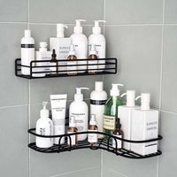 Bathroom Storage Rack Shower Wall Mounted Shampoo Storage Rack with Suction No Drilling Kitchen Storage Bathroom Accessories