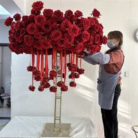 IFG Wedding Decoration Supplies 100cm Diameter Romantic Red Table Centerpiece Flower Arrangement with Hanging Roses