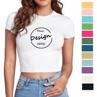 Custom Baby T-Shirt Cropped Women's Screen Printed Solid Color Summer Cotton Fitted T-Shirt Tops Hip Hop Women's White T-Shirt Cropped Tops