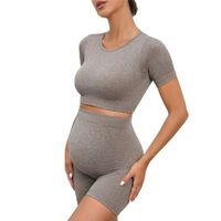 Women's Maternity Leggings Yoga Pants Maternity Clothes Maternity Seamless Yoga Maternity Yoga Wear Tops + Shorts