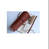 Wholesale Custom Leather Cutlery Chopsticks Spoon Set Metal Straw Holder and Travel Cutlery Set with Leather Bag