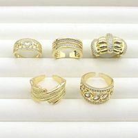 CH-LHR01822 Fashion gold-plated cubic zirconia ring high quality gold-plated simple ring gold-plated adjustable wholesale silver-plated ring