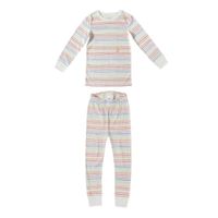 New Arrival Summer Pajamas 100% Organic Cotton Braided Long Sleeve Rainbow Striped Pajamas Kit